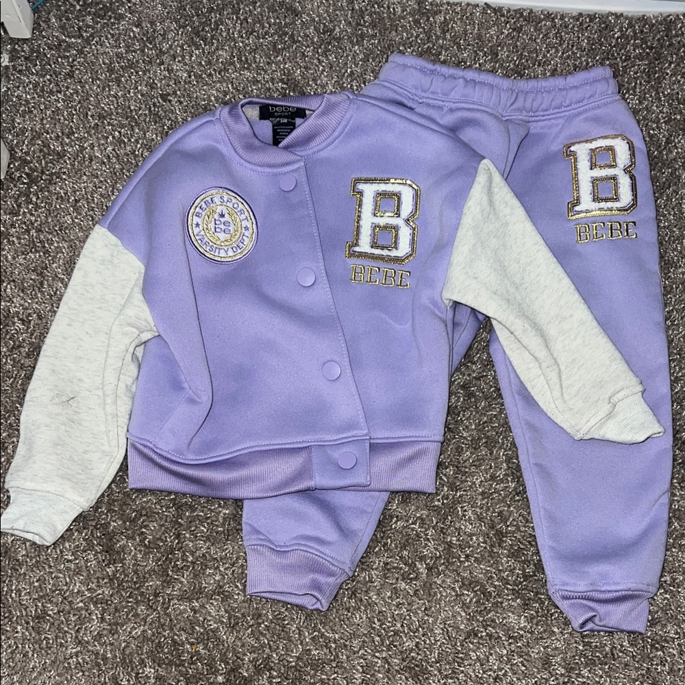 bebe Lavender and Cream Kids Sweatpants & Jacket Set